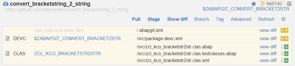 abapGit Repository Pull Aktion