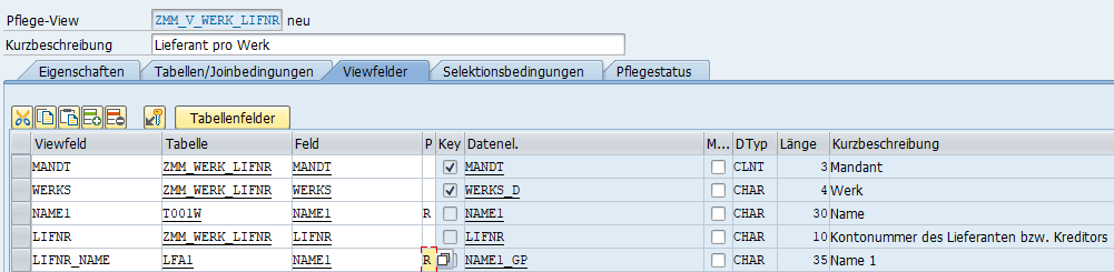 NAME1 Feld umbenennen