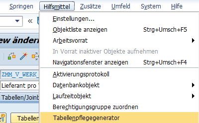 Tabellenpflegegenerator starten
