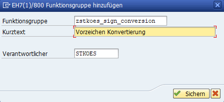 SAP GUI Funktionsgruppe benennen