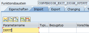 Importing Parameter fuer OUTPUT definieren