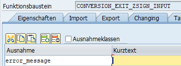 Ausnahme Parameter ERROR MESSAGE