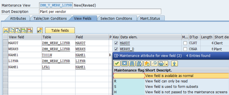 Set maintenance attribute to R read only