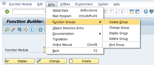 SE37 create function group screen