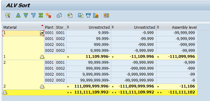 ALV runtime grid column prefix visualization comparison