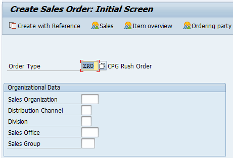 Header data screen VA01 missing required field validation